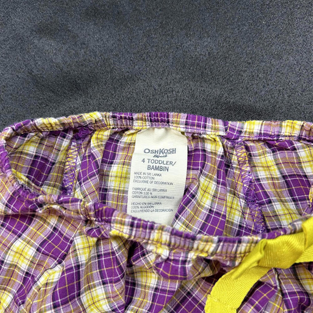 OshKosh B’gosh Girls‎ Shirt 4T Purple Yellow Flannel Baby Doll EUC - Picture 3 of 5